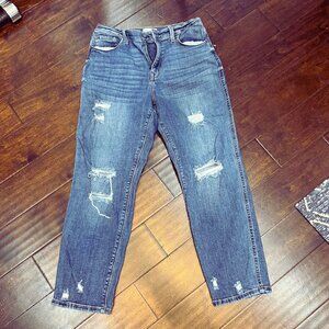 Studio Blue Distressed Girlfriend Boyfriend Baggy High Waisted Jeans 30